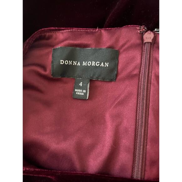 Donna Morgan Women's 4 Dress Burgundy Velvet Cut Out Party Night Out - Picture 6 of 7